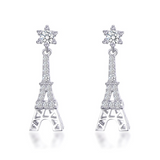 Eiffel Tower Drop Earrings 2ct Round Cut VVS1D Diamond 14k White Gold Finish