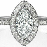 2ct Marquise Cut VVS1 Diamond Accents Halo Engagement Ring 14k White Gold Finish