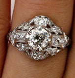 3Ct Round Diamond Vintage Art Deco Filigree Engagement Ring 14K White Gold Over