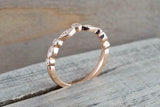 0.7ct Round Cut VVS1D Diamond Wedding Band Milgrain Stackable 14k Rose Gold Over