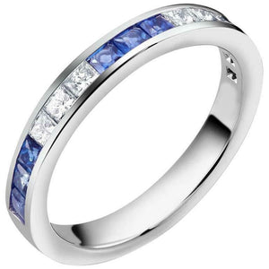 3ct Princess Cut Blue Sapphire Wedding Band Ring Anniversary 14k White Gold Over