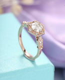 1.8ct Round Cut Diamond Engagement Ring Art Deco Milgrain 14k Rose Gold Finish