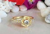 1ct Round Diamond Engagement Ring Flower Solitaire Accent 14k Yellow Gold Finish