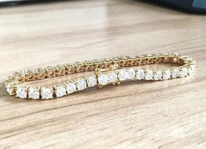 10ct Round Cut Moissanite Cocktail Tennis Bracelet 14k Yellow Gold Plated