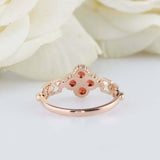 1ct Round Red Garnet Engagement Ring Open Link Shank Floral 14k Rose Gold Finish