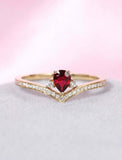 1ct Pear Cut Red Garnet Wedding Band V Shaped Petite Curved 14k Yellow Gold Over