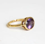 3ct Oval Cut Purple Amethyst Engagement Ring Solitaire 14k Yellow Gold Finish