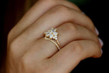 2.1ct Pear Cut VVS1D Diamond Engagement Ring 14k Yellow Gold Over Cluster Floral