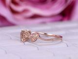 1ct Round Cut Peach Morganite Engagement Ring 14k Rose Gold Over Milgrain Unique