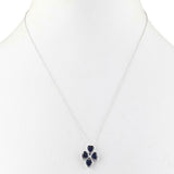 4ct Blue Sapphire Pendant with Chain Heart Cut Four Heart 14k White Gold Finish