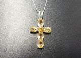 1.5ct Yellow Citrine Pendant Oval Cut Christ Cross 14k WhiteGold Finish NO CHAIN