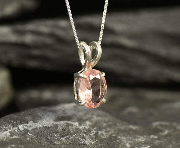 2ct Peach Morganite Pendant Oval Cut Solitaire 14k White Gold Finish NO CHAIN