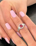 2ct Oval Cut Pink Ruby Engagement Ring Trilogy Split Shank 14k White Gold Finish