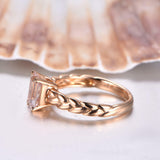 1.2ct Emerald Cut Peach Morganite Braided Engagement Ring 14k Rose Gold Finish