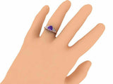 2ct Heart Cut Amethyst Engagement Ring Art Deco Diamond Accent 14k RoseGold Over