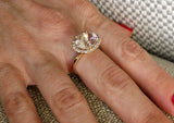 2ct Oval Cut Peach Morganite Engagement Ring 14k Rose Gold Finish Halo Solitaire