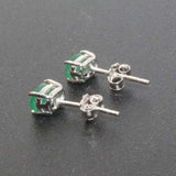 1.5ct Stud Earrings Oval Cut Green Emerald Solitaire Design 14k WhiteGold Finish