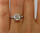 3.9Ct Cushion Cut Diamond Baguette Accents Engagement Ring 14K White Gold Finish