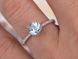 1ct Round Cut Blue Aquamarine Solitaire Engagement Ring 14k White Gold Finish