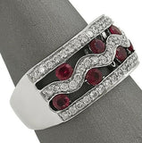 3Ct Round Cut Pink Ruby Diamond Wave Engagement Ring Band 14K White Gold Finish