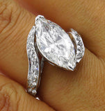 5Ct Marquise Diamond Swirl Bypass Solitaire Engagement Ring 14K White Gold Over