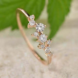 Cluster Minimalist Engagement Ring 1.3ct Round Cut Diamond 18k Rose Gold Finish