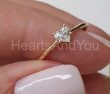 0.1ct Heart Simulated Diamond Minimalist Engagement Ring 14k Yellow Gold Plated