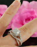 3ct Princess Cut Diamond Hollow Split Band Engagement Ring 14k White Gold Finish