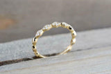 1.2ct Round Cut Diamond Wedding Band Thin Minimalist Petite 14k Yellow Gold Over