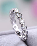 2Ct Round Cut Diamond Bezel Set Eternity Wedding Band Ring 14K White Gold Finish