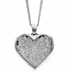 5ct Princess Cut Diamond Puffed Iced Heart Pendant 14k White Gold Over NO CHAIN