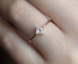 0.5ct Princess Cut Diamond Engagement Ring 14k Rose Gold Over Minimalist Promise