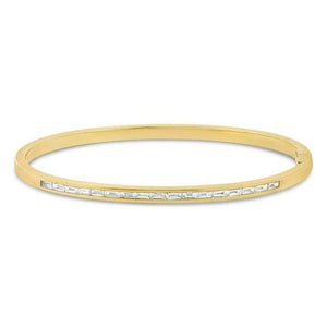 0.65ct Baguette Cut Diamond Stylish Row Bangle Bracelet 14K Yellow Gold Finish