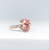 2.5Ct Oval Cut Peach Morganite Swirl Twist Engagement Ring 14K Rose Gold Finish