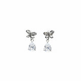 1ct Pear Cut VVS1D Diamond Stylish Design Drop Earrings 14k White Gold Finish