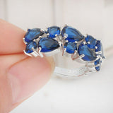 2.5ct Pear Cut Blue Sapphire Vintage Wedding Hoop Earrings 14k White Gold Finish