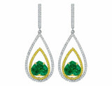 4Ct Heart Cut Green Emerald Party Tear Drop Earrings Women 14K White Gold Finish