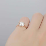 1.5ct Round Cut Diamond Engagement Ring Bezel Set Solitaire 14k Rose Gold Finish