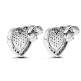 2Ct Round Cut Diamond Heart Cluster Halo Women Stud Earrings 14K White Gold Over