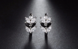 3.5ct Marquise Cut Black Diamond Leaf Style Drop Earrings 14k White Gold Finish