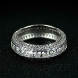 5Ct Round Cut Diamond Bridal Set Wide Vintage Ring Band 14K White Gold Finish