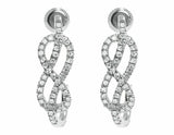 0.37ct Round Cut VVS1 Diamond Infinity Style Drop Earrings 14k White Gold Finish