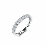 2 Row Half Eternity Wedding Ring Band 0.4ct Round Cut Diamond 14k WhiteGold Over