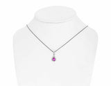 0.15ct Pear Cut Pink Sapphire Pendant Teardrop 14k White Gold Finish NO CHAIN