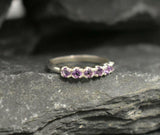 1ct Wedding Ring Band Round Cut Purple Amethyst Stackable 14k White Gold Finish