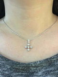 0.4ct Round Cut Diamond Pendant with Chain Mini Cross Design 14k White Gold Over