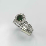 2.3ct Round Cut Green Emerald Engagement Ring Bridal Set 14k White Gold Finish