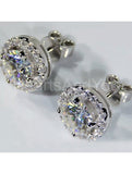 1.6ct Round Cut Moissanite Halo Stud Earrings For Women 14k White Gold Plated