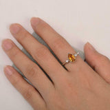 1.6ct Pear Cut Citrine Engagement Ring Milgrain Trilogy 14k White Gold Finish