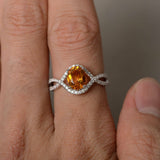 2ct Oval Cut Yellow Citrine Infinity Wedding Engagement Ring 14k White Gold Over